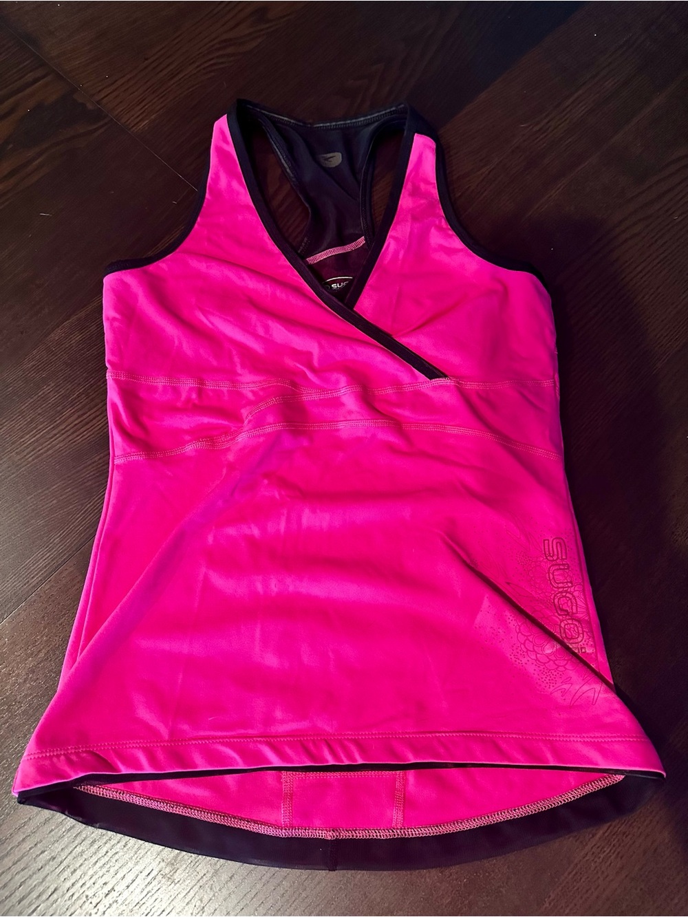 SUGOI Hot Pink Racerback Athletic Tank with Black Trim